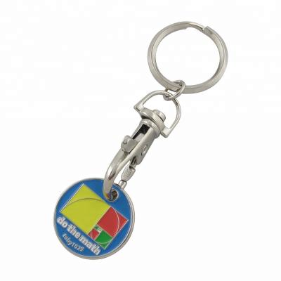 China Promotion Gift Cheap Custom Metal Trolley Coin Personalized Key Ring Token Shopping Cart Key Chain for sale