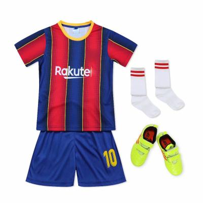 China Sets Football Club Kids Soccer Jersey Football Shirt Kids Red Blue Striped T-Shirt for sale