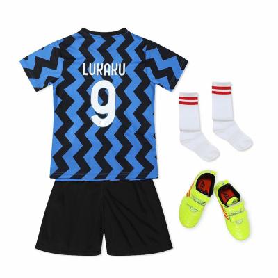 China Professional Wholesale Italian Soccer Jersey Sets Kids Custom Logo Uniform Striped Shirt Boys Uniforms for sale