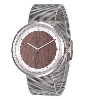 China Lady Watch No Spring Automatic Tiny Bar Date Wood Dial With Thin Mesh Band for sale