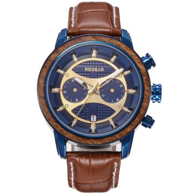 China Custom Logo Chronograph Mens Wrist Watch High Quality Quartz Alloy And Wood Watch for sale