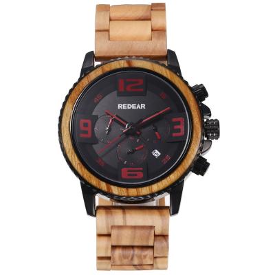 China Eco-Friendly High Quality Alloy Auto Date And Wood Quartz Watch For Men And Women for sale