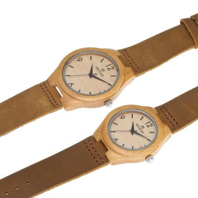 China Creative design non-specific bamboo watch with high quality leather strap wooden watch for sale