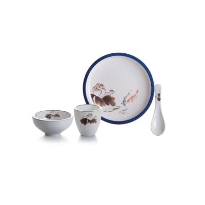 China Hot Stocked New Products 4 PCS OEM Design Custom Printed Sustainable Melamine Plates Dinnerware for sale