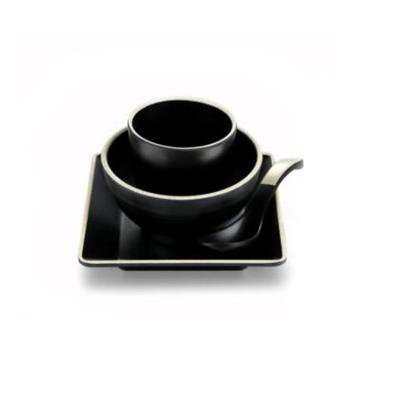 China Hot New Products Gold Lined Modern Luxury Melamine Dinnerware Stocked Viable Set for sale