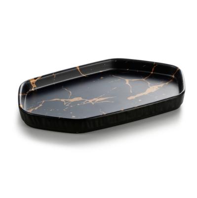 China High Quality Melamine Black Marble Hotel Home Restaurant Serving Tray For Home Hotel Restaurant for sale