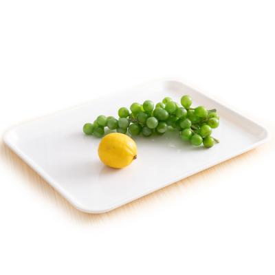 China Hotel Restaurant Wholesale China Supplier Home Hotel Use Unbreakable Rectangle White Melamine Tray for sale