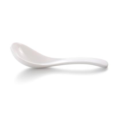 China New Design White Melamine Banquet Stocked Serving Spoon Honey Japanese Style Edible Spoon for sale