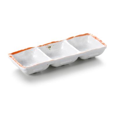 China 2021 New Design Melamine Appetizer Serving Dish Mini Bowl Stocked White Rectangular Side Sauce for sale