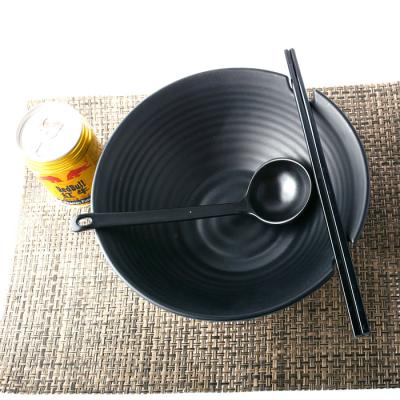 China Viable Japanese Style Matte Black Melamine Noodle Bowl with Chopsticks for sale