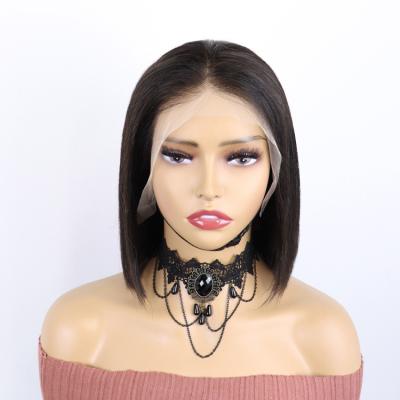 China Custom Raw Brazilian Lace Front Wigs Silky Straight 100% Virgin Hair Lace Front Wigs Silky Straight Wave Swiss Bob Wigs For Black Women for sale