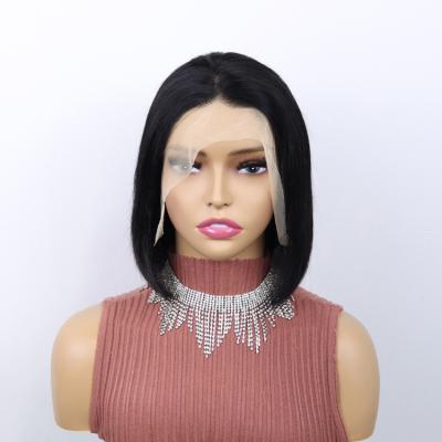 China BEHAIR 100% Swiss Virgin Hair Lace Wig Pixie Cut Wig Bob Short Lace Wig Bleached Straight Knot 13x4 Lace Frontal Pixie Bob Wigs for sale