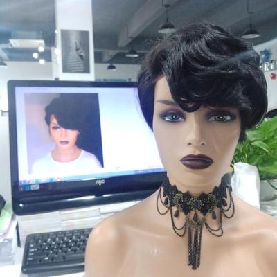 China Cheap Price Human Hair Wigs Wholesale Cheap Price Brazilian Hair Wigs Other Piece 13x1 Pixie Curls Wigs 093Q For Black Women for sale