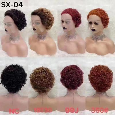 China Cheap Lace Pixie Cut Curly Wigs Bleached Swiss Lace Wig Frontal Knots Short Brazilian Hair Transparent Lace Wigs For Black Women for sale