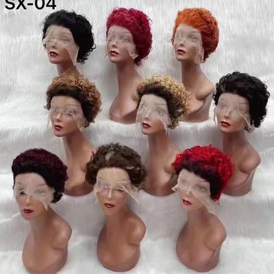 China BEHAIR Cheap Swiss Short Pixie Curly T Lace Front Wigs Virgin Brazilian Glueless Lace Hair Water Lace Front Wigs For Black Woman for sale