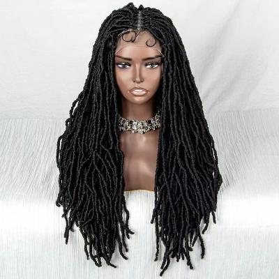 China Regular Wave BEHAIR Lace Up Synthetic Hair Wigs Crochet Dirty Braids Hair Heat Resistant Synthetic Twist Braids Hair Wigs For Black Woman for sale