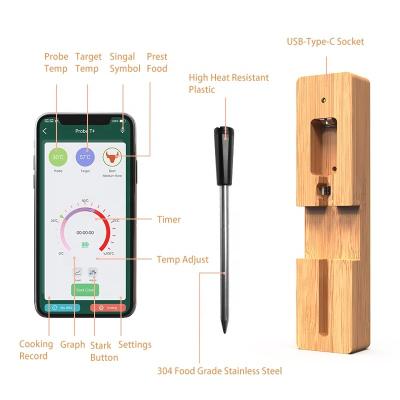 China APP Wireless Link Long Range BBQ Bluetooth Cooking Thermometer Digital Smart Wireless Meat Thermometer With Bluetooth for sale