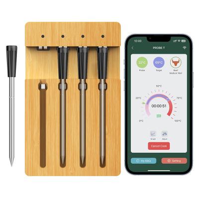 China APP Wireless Link Remote Monitoring Smart High Quality Radio Meat Thermometer 4 Probes With Smart APP for sale