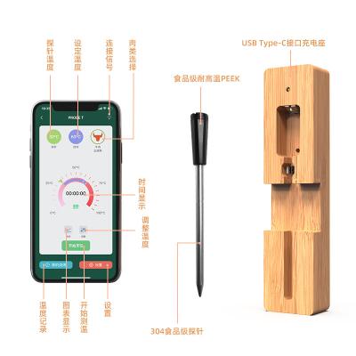 China APP Wireless Link Digital Wireless Smart Remote Cooking Food Meat Thermometer for Grilling Oven Kitchen Smoker BBQ Grill Thermometer with Probe for sale