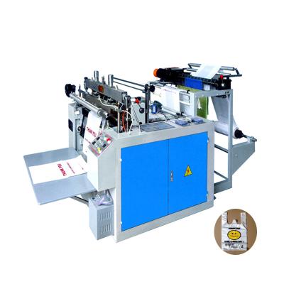 China Full Automatic Lines Computer Plastic T-shirt Double Shopping Bag Making Machine For Printed Or White Black HDPE, LDPE Bag for sale