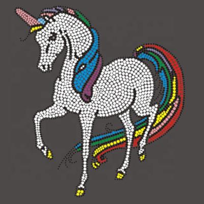 China Custom hotfix nickel free iron on rhinestone unicorn transfer for apparel for sale