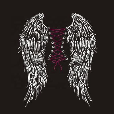 China Professional Designs Nickel Free Wholesale Produced Garment Use Custom Iron On Wings Rhinestone Crystal Transfer for sale