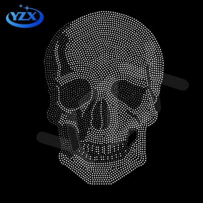 China cheap hotfix skull rhinestone transfer nickel free custom design for zipper hoodies for sale