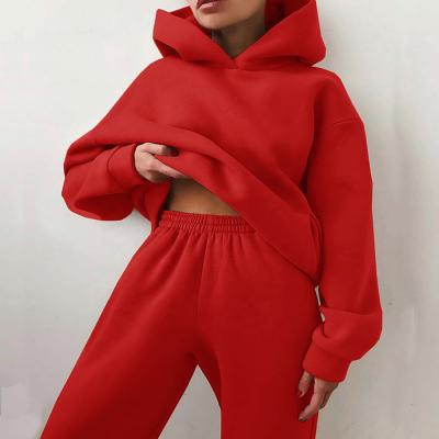 China Pink Sweater Tracksuit Set Women Casual Two Piece Anti-Pilling Pant Tracksuit Outfits for sale