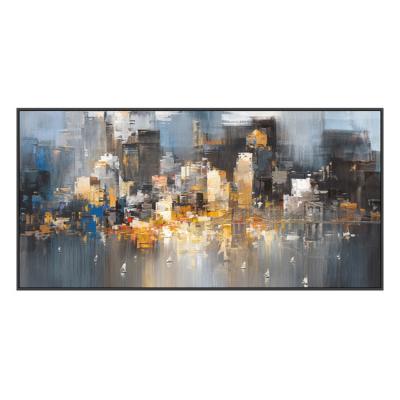 China Wholesale Modern Modern Abstract Impressionist Oil Painting Wall Art City Building On Canvas For Living Room for sale