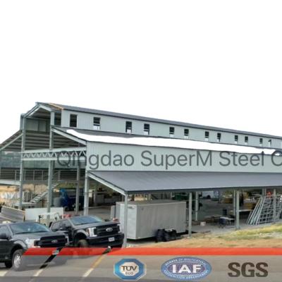 China Steel Structure Farm Shed Customizable Storage House Vertical Roof Truss Metal Step Down Barn for sale