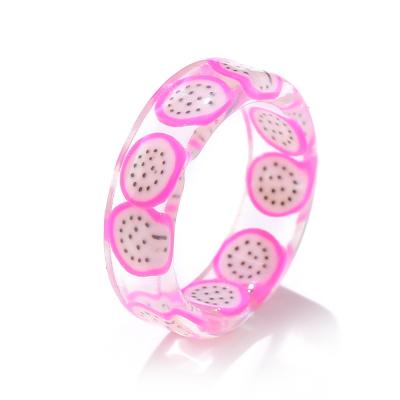 China European border creative resin summer personality of new CLASSIC joint ring bulky ring female and American fruit for sale