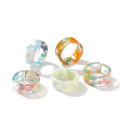 China 2021 Awesome Cute Round Bulky Wrap Stacker Rings Polymer Jewelry Clay Resin pinterest Plastic Bulky Ring for sale