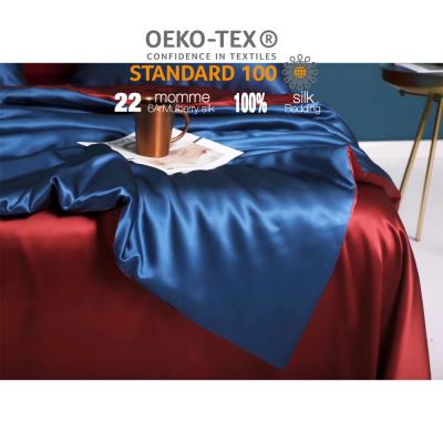 China 100% Silk Bedding Set Nondisposable Certified Luxury Queen Size 22mm Silk Seamless Fitted Sheet for sale