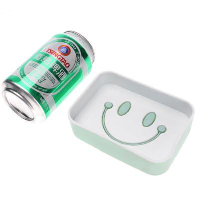 China A059 sustainable. Double Drain Face Cartoon Soap Box Laundry European Style Plastic Smile Soap Box for sale