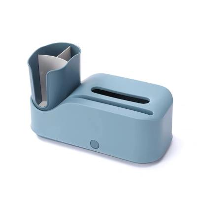 China Desktop Eco-friendly Storage Tissue Box No Debris Side Remote Control Tissue Jam Compartment Plastic Storage Box for sale