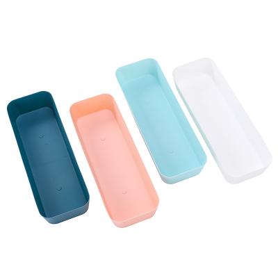 China Simple Household Viable Rectangular Plastic Desktop Cosmetics Small Case Kitchen Tableware Storage Box Separation Drawer Storage Box for sale