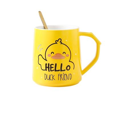 China New Viable Cartoon Animal Ceramic Mug With Spoon Large Capacity Coffee Mug Makers Supply for sale