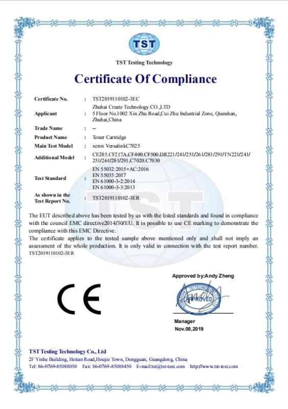 CE - Zhuhai Create Technology Co., Ltd.