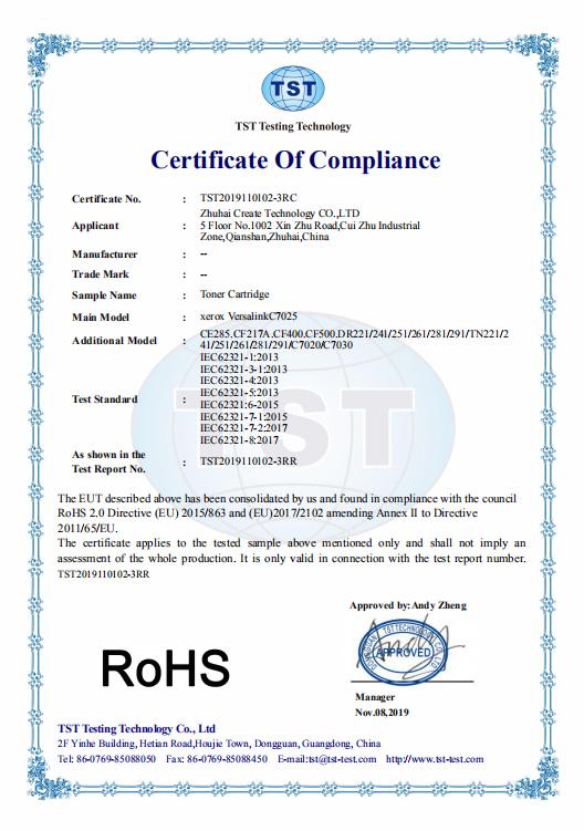 RoHS - Zhuhai Create Technology Co., Ltd.