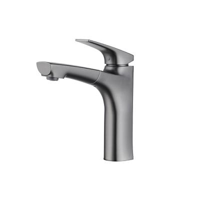 China New High Quality Cold And Hot Design Can Pull Out Mixer To Tap Gray Modern Gun Sink Faucet Bathroom for sale