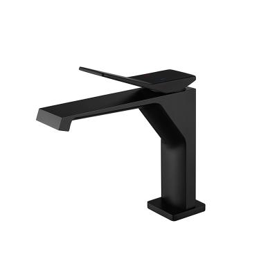 China Matte Black Brass Basin Faucet Hot And Cold Water Vanity Basin Mixer Bathroom Faucet Cold And Hot for sale