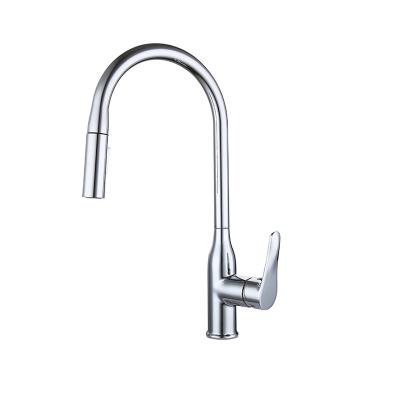 China Pull Out Spray Single Handle Brass Pull Out Mixer Tap Home Cold And Hot Kitchen Sink Faucet for sale