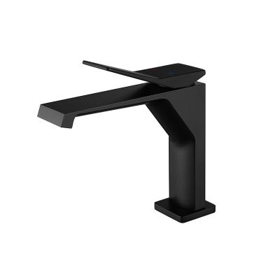 China Matt Black Waterfall Water Brass Bathroom Mixer Tap Basin Faucet Cold And Hot for sale