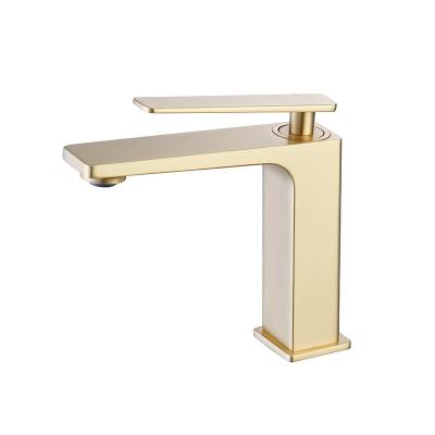 China Wholesale Gold Brass Bathroom Cold And Hot Faucet Mixer Cold And Hot Basin Faucet for sale