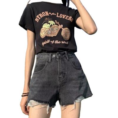 China 2022 summer new QUICK DRY denim shorts high waist thin loose wide leg section a line hot pants for sale