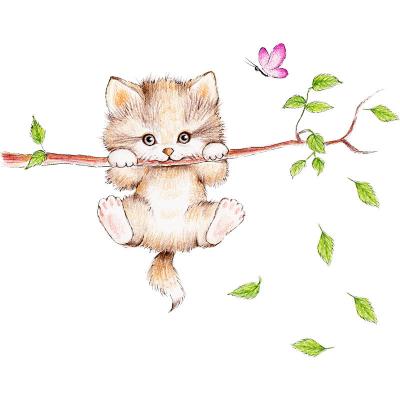 China WALL STICKER Animal Cat PVC Self Adhesive Wall Stickers, Living Room Bedroom Wall Soft Wall Stickers for sale