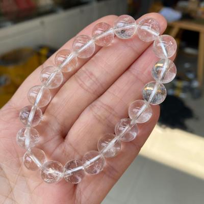 China Romantic handmade white bracelets l clear crystal flocculation quartz beads gemstone bracelets for sale