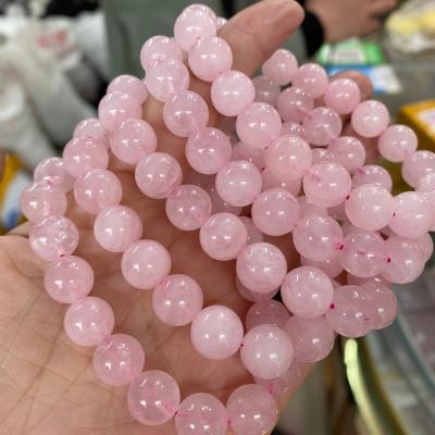 China 6mm 8mm 10mm 12mm Handmade Romantic Beads Nature Pink Rose Quartz Bangles Mens Womens Bracelets for sale