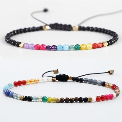 China Cute 3mm Cut Faced Brass Colored Adjustable Agate Gemstone Bracelets Bangles for sale