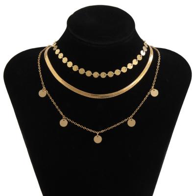 China Multilayer BOHEMIA Coin Beads Chain Necklace Choker Statement Necklace Wedge Necklace for sale